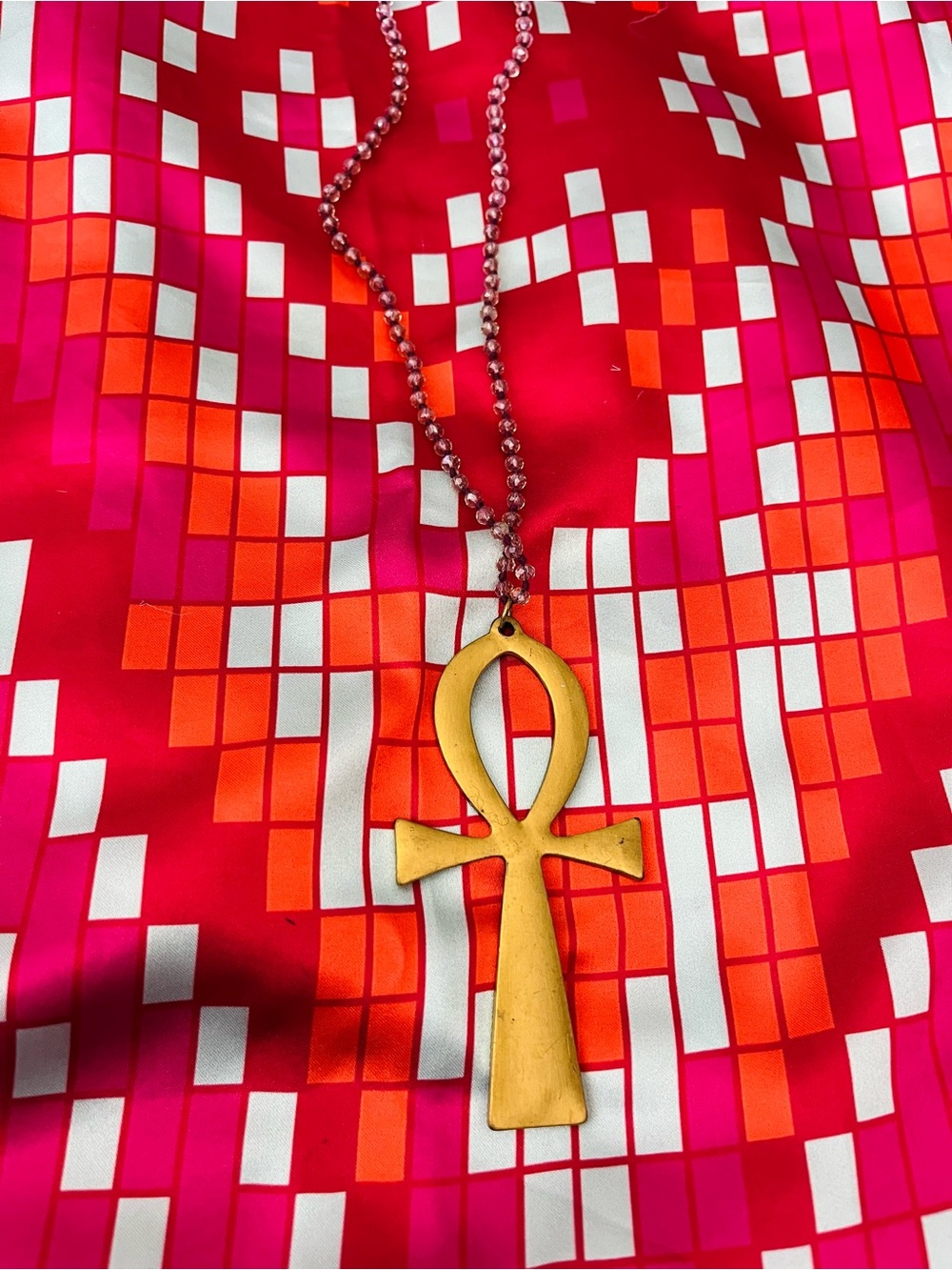 LARGE GOLD EGYPTIAN ANKH NECKLACE